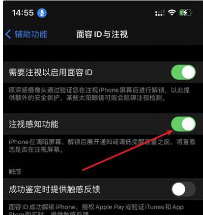 西夏苹果14维修网点分享iPhone14注视感知功能有什么用 